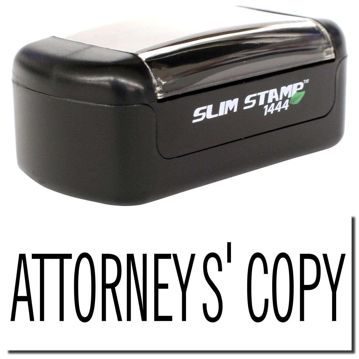 A stock office pre-inked stamp with a stamped image showing how the text "ATTORNEYS' COPY" is displayed after stamping.
