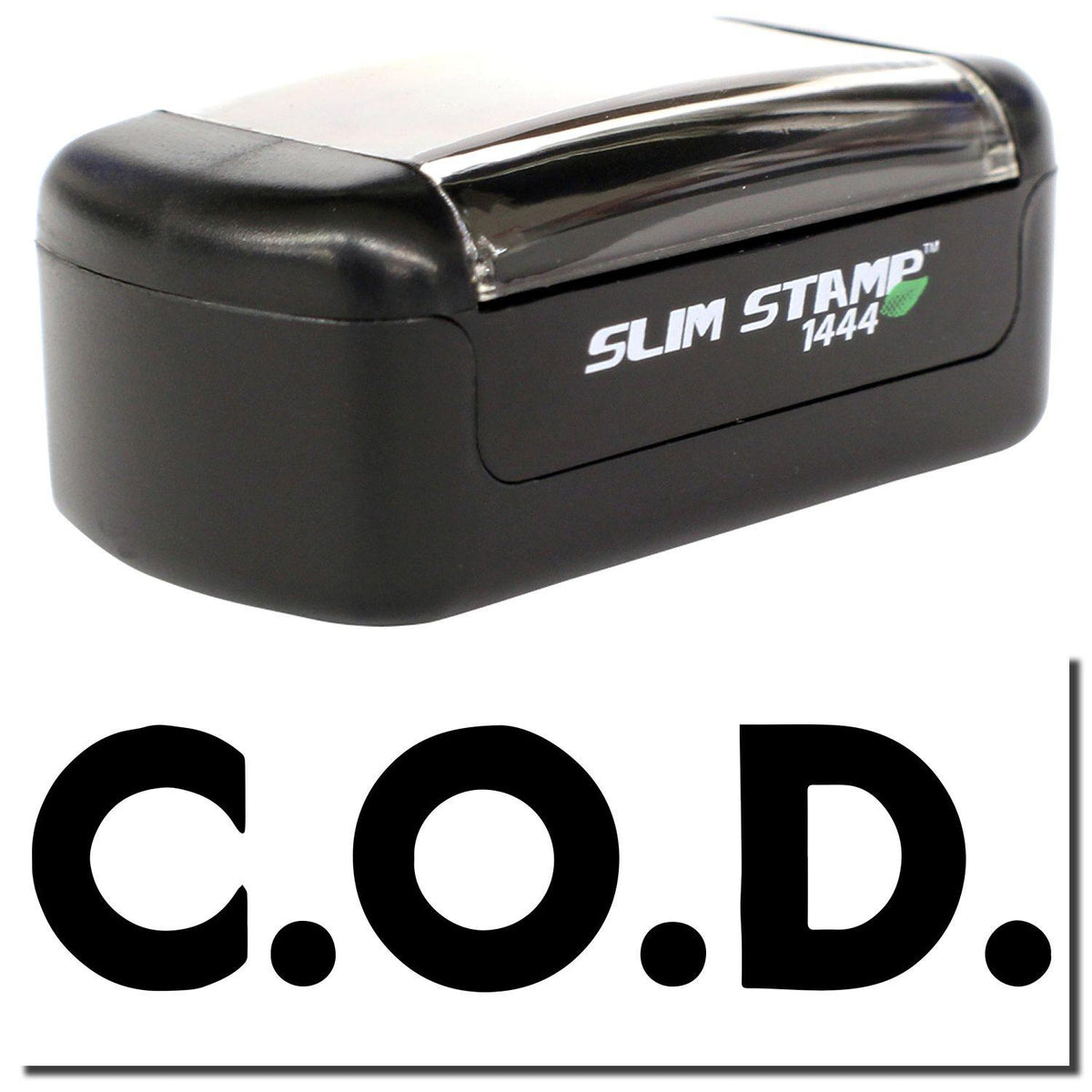 A stock office pre-inked stamp with a stamped image showing how the text &quot;C.O.D.&quot; in bold font is displayed after stamping.