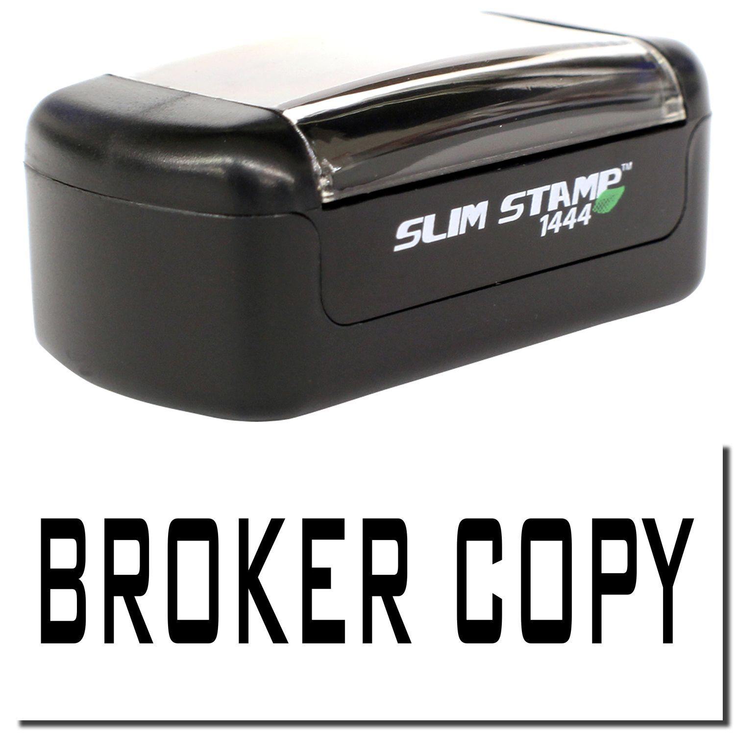 A stock office pre-inked stamp with a stamped image showing how the text "BROKER COPY" is displayed after stamping.