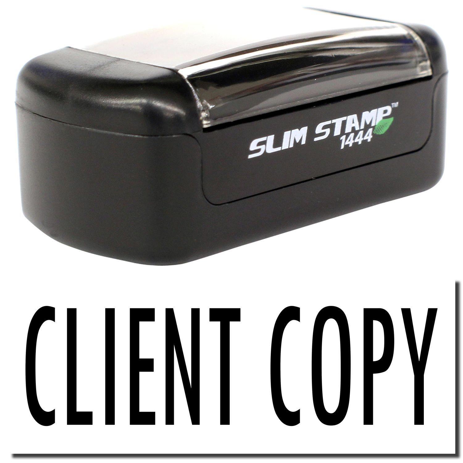 A stock office pre-inked stamp with a stamped image showing how the text CLIENT COPY is displayed after stamping.