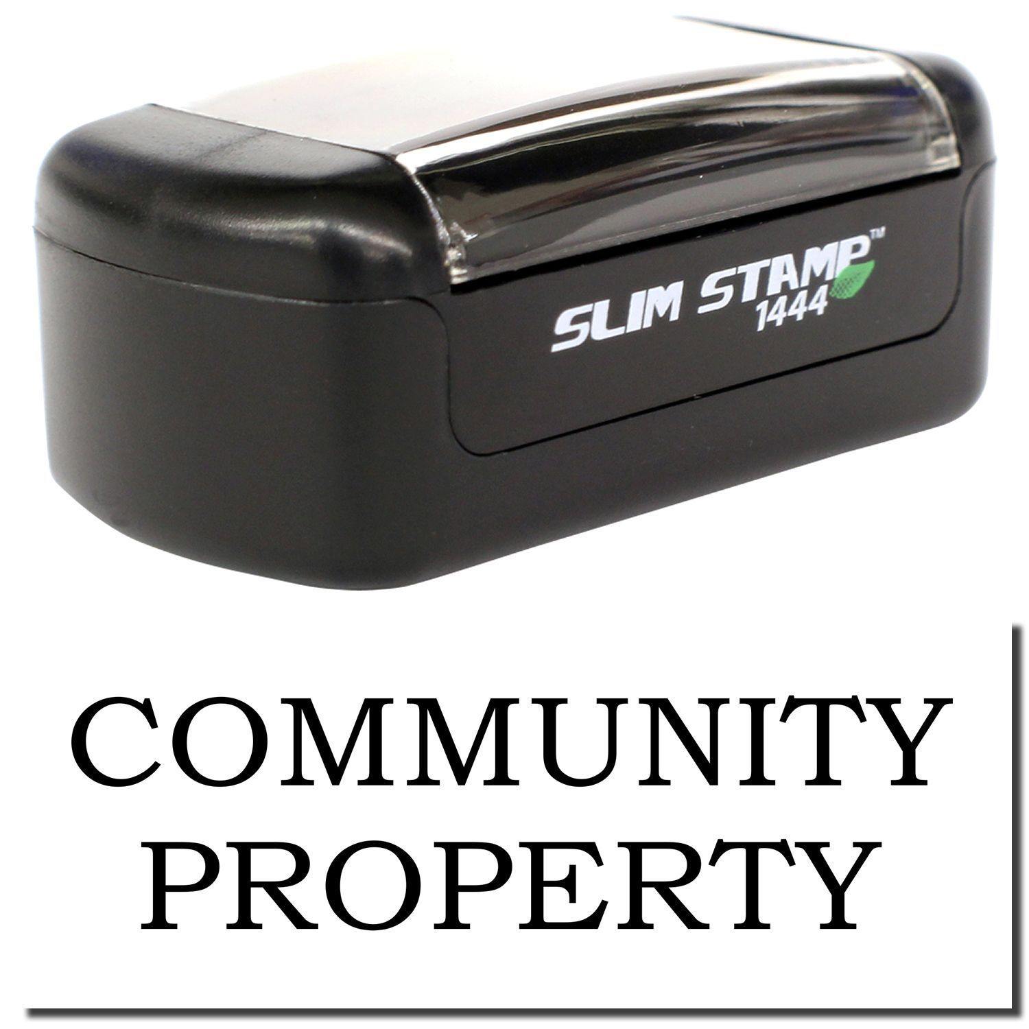 A stock office pre-inked stamp with a stamped image showing how the text COMMUNITY PROPERTY is displayed after stamping.