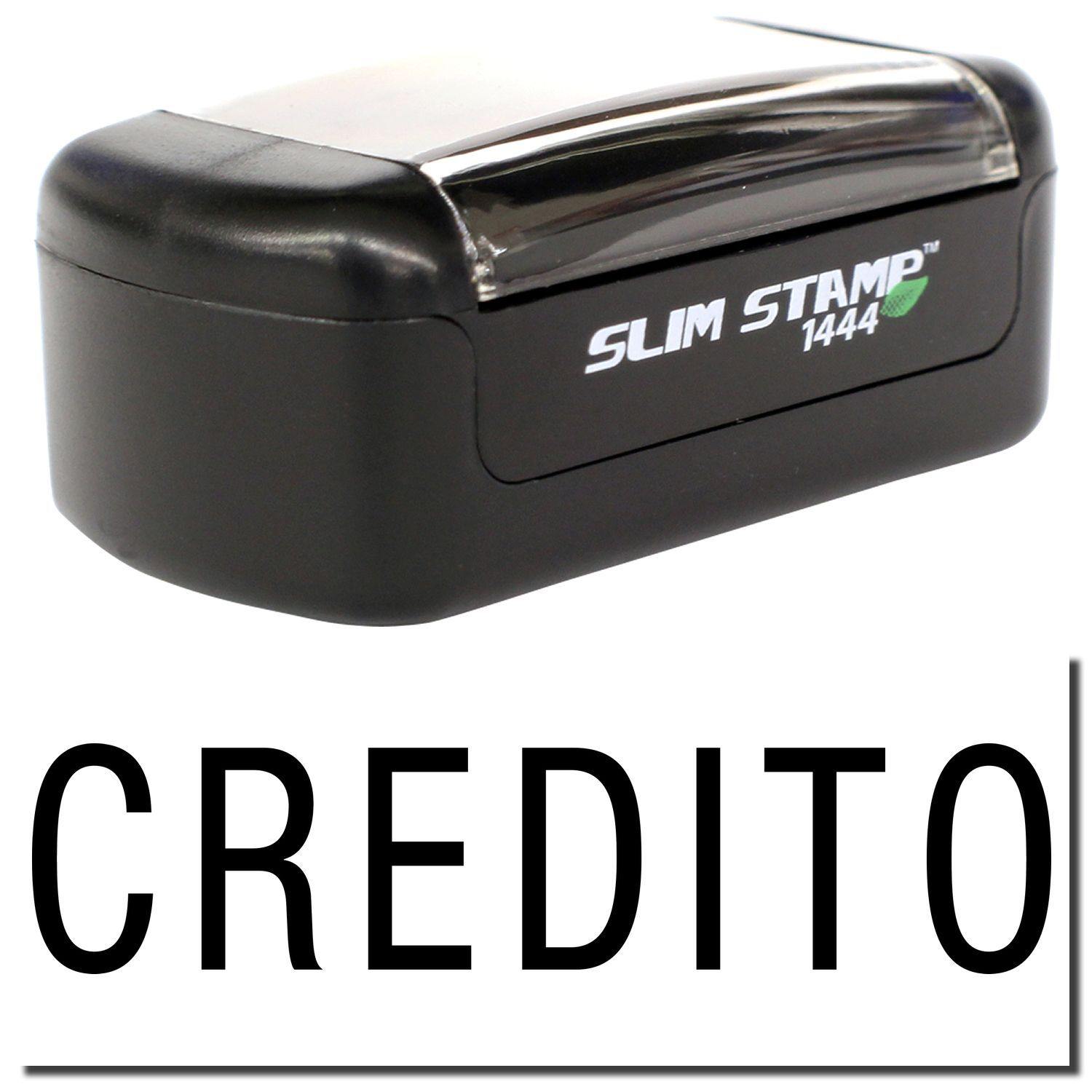 A stock office pre-inked stamp with a stamped image showing how the text "CREDITO" is displayed after stamping.
