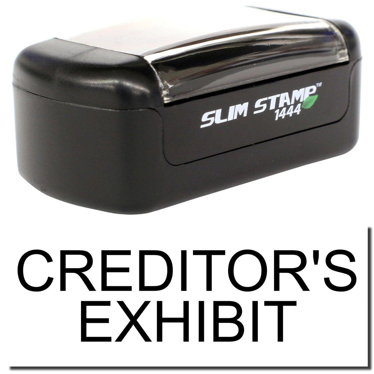 A stock office pre-inked stamp with a stamped image showing how the text &quot;CREDITOR&#39;S EXHIBIT&quot; is displayed after stamping.