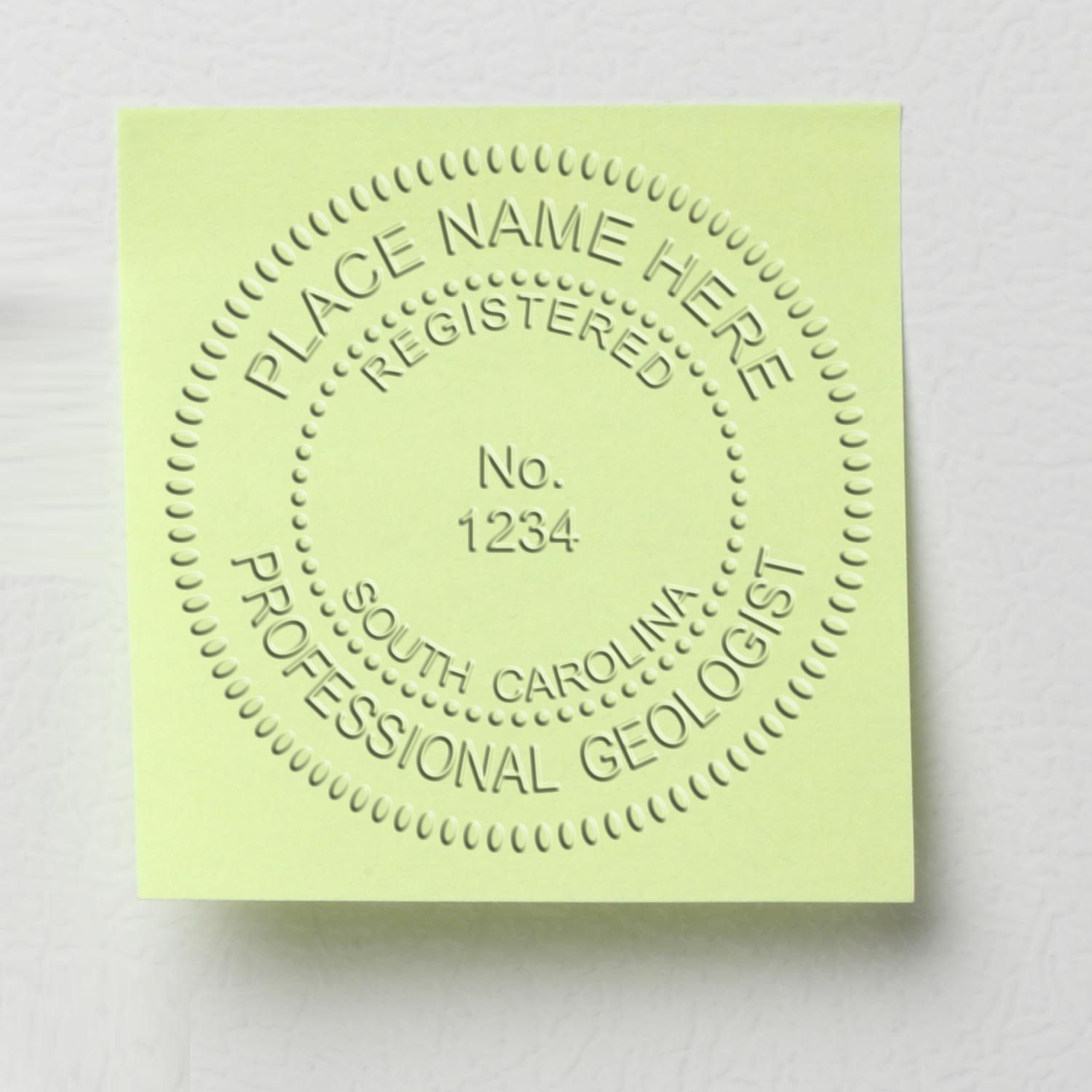 This paper is stamped with a sample imprint of the Long Reach South Carolina Geology Seal, signifying its quality and reliability.