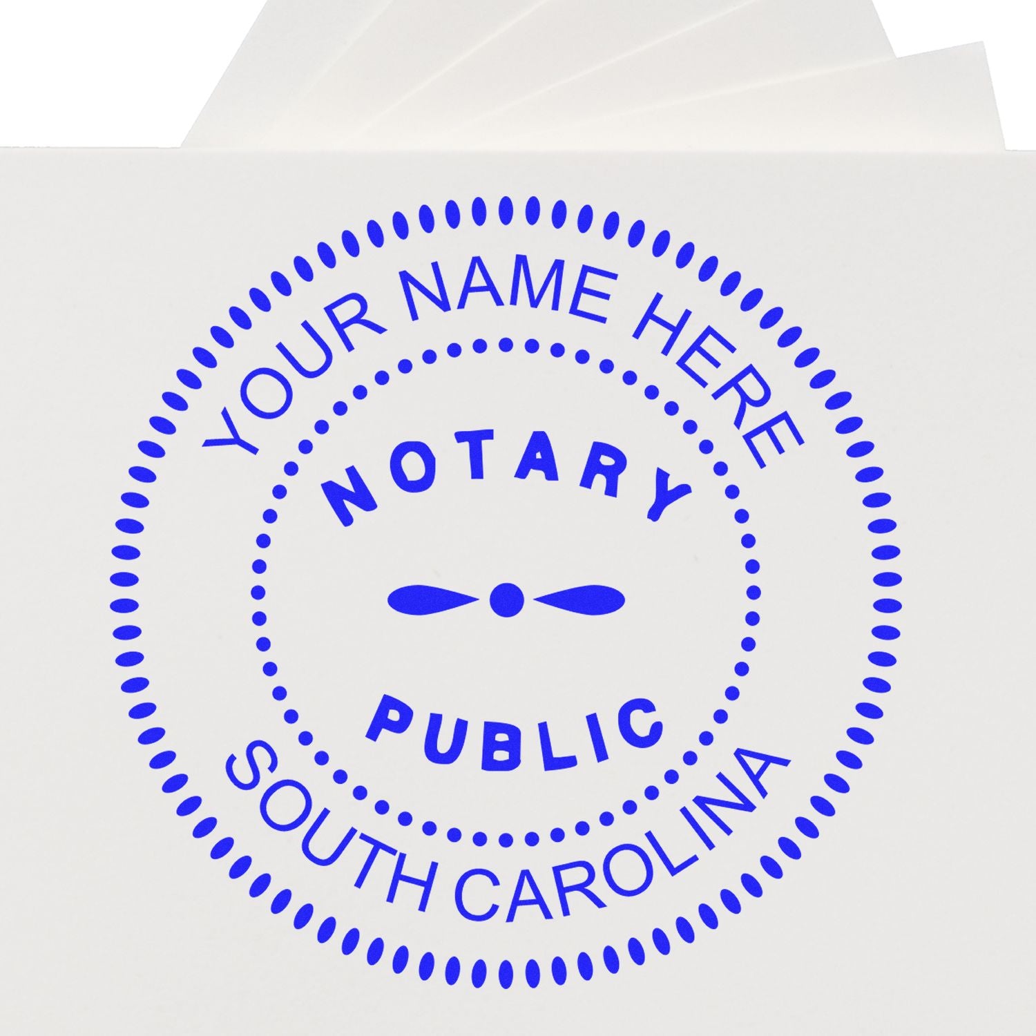 The PSI Pre-Inked South Carolina Notary Stamp stamp impression comes to life with a crisp, detailed photo on paper - showcasing true professional quality.