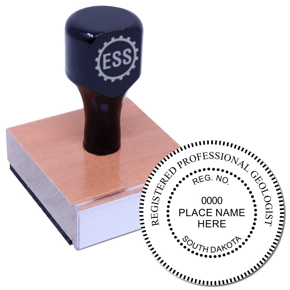 The main image for the South Dakota Professional Geologist Seal Stamp depicting a sample of the imprint and imprint sample