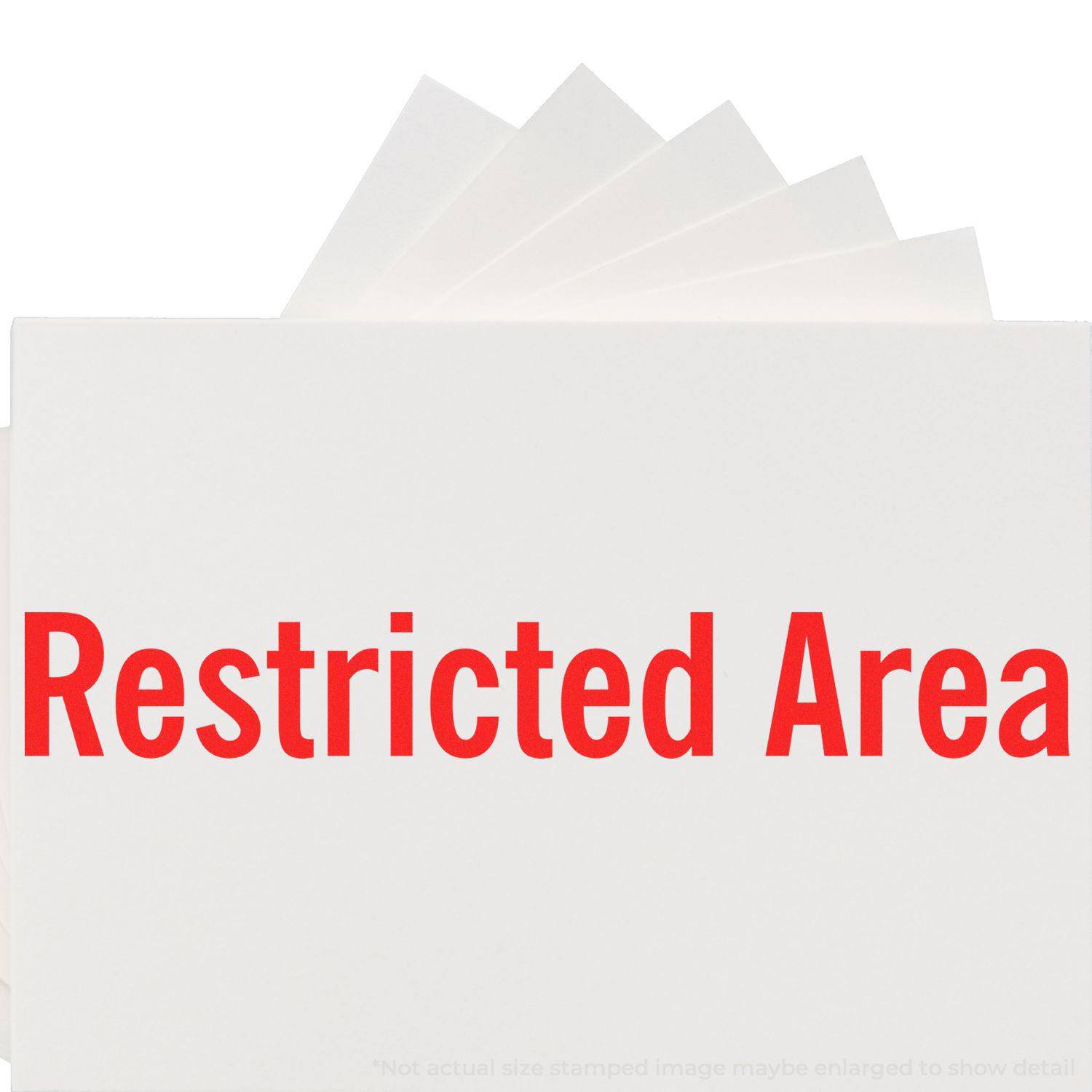 Large Restricted Area Rubber Stamp imprint in bold red letters on a white background, indicating a restricted area.