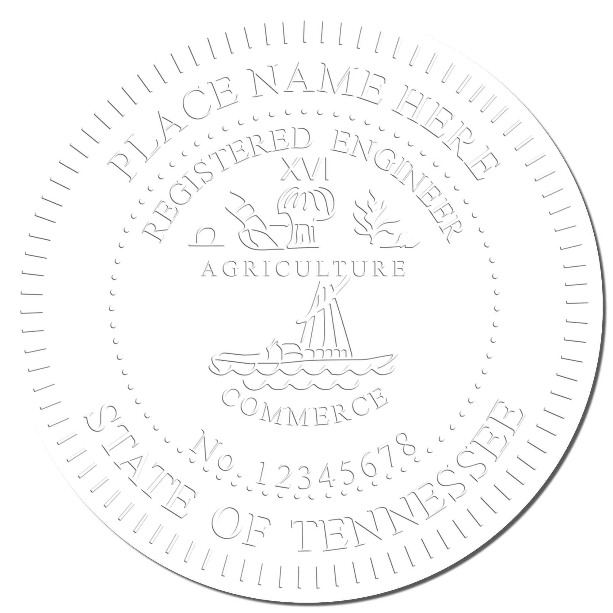 The main image for the Tennessee Engineer Desk Seal depicting a sample of the imprint and electronic files