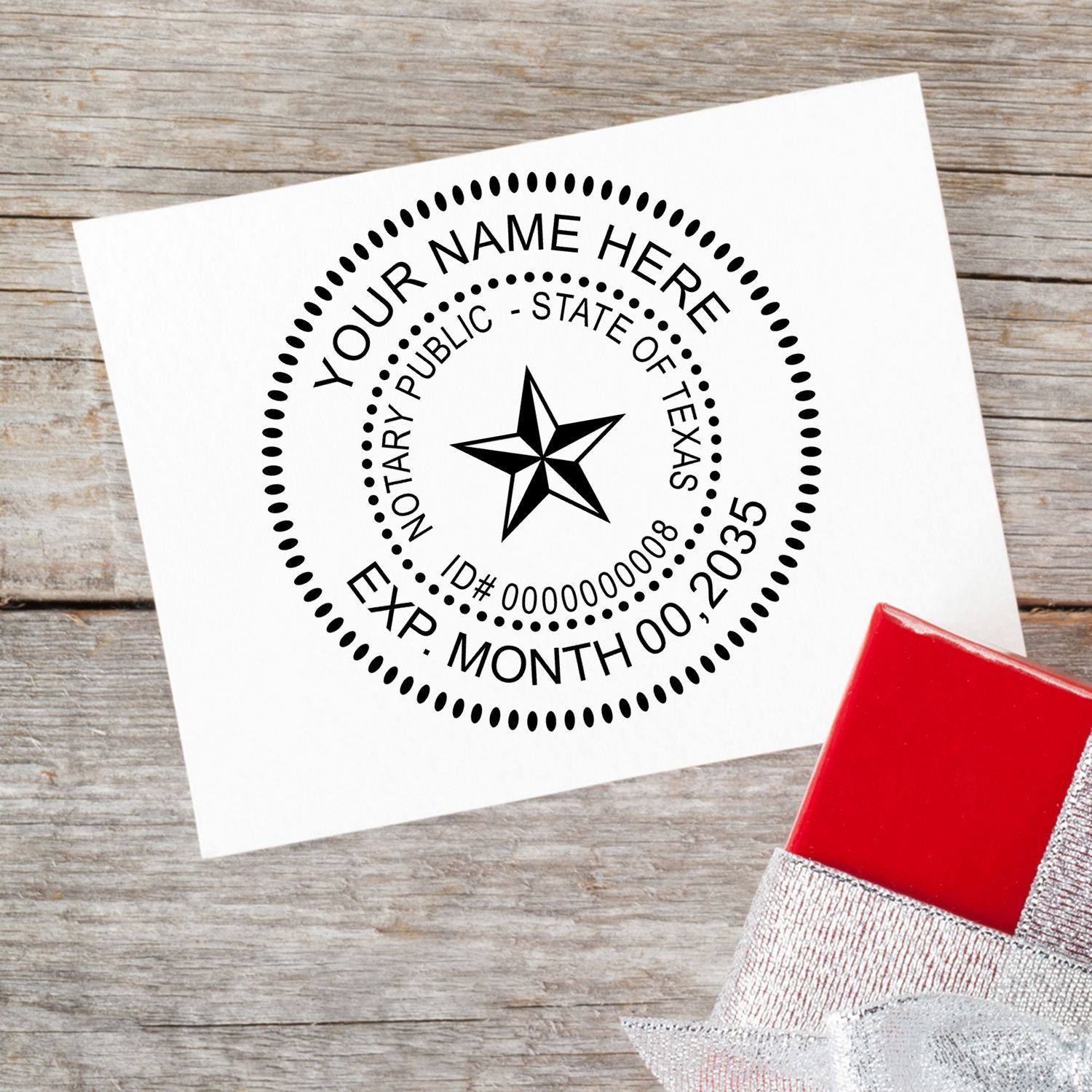 The Texas Round Electronic Notary Stamp stamp impression comes to life with a crisp, detailed photo on paper - showcasing true professional quality.