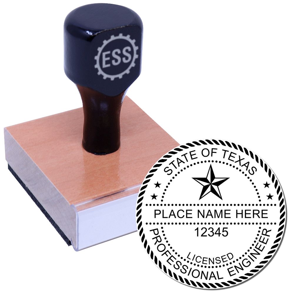 The main image for the Texas Professional Engineer Seal Stamp depicting a sample of the imprint and electronic files
