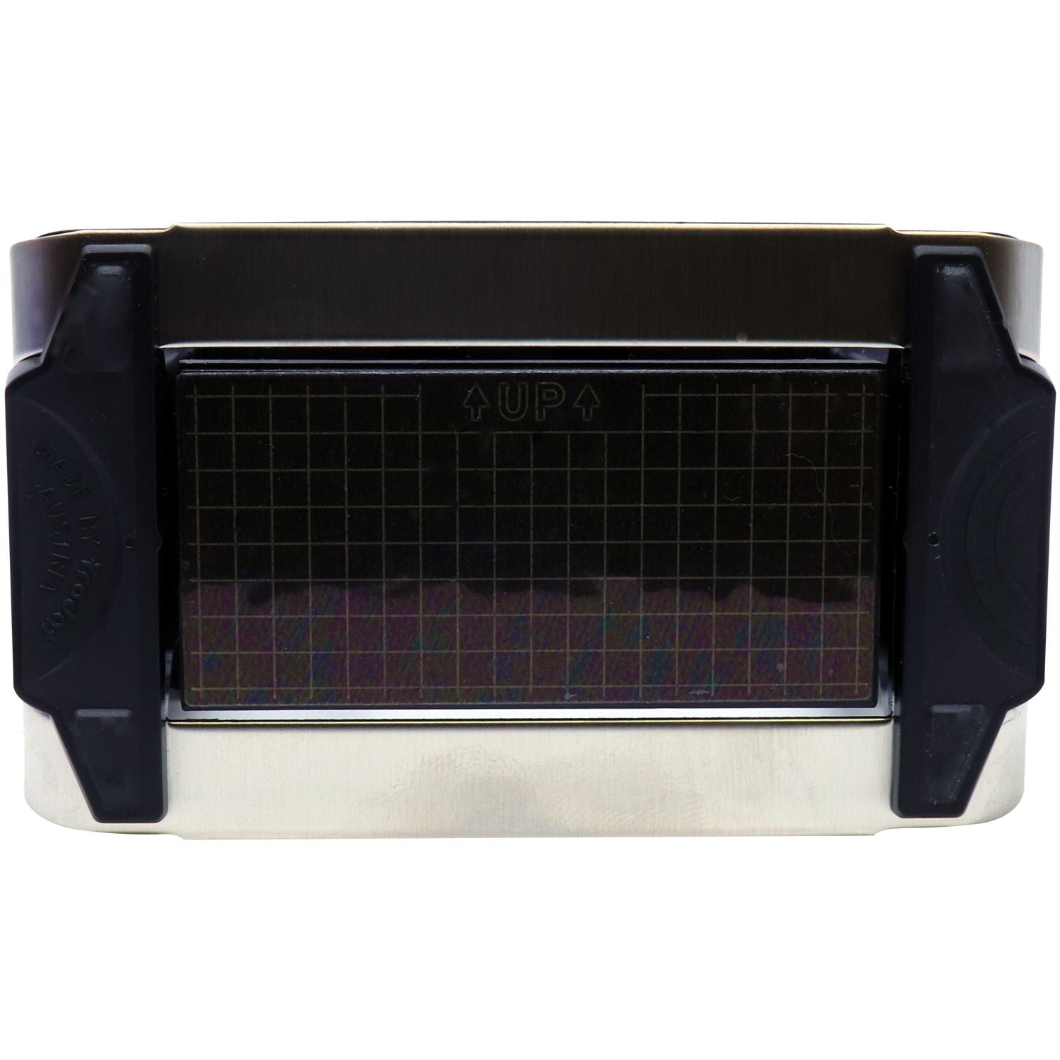 Close-up of the Custom Self Inking Stamp Trodat 5212 Size 2-3/4 x 4-1/2, showing the bottom text plate with grid lines and UP indicator.
