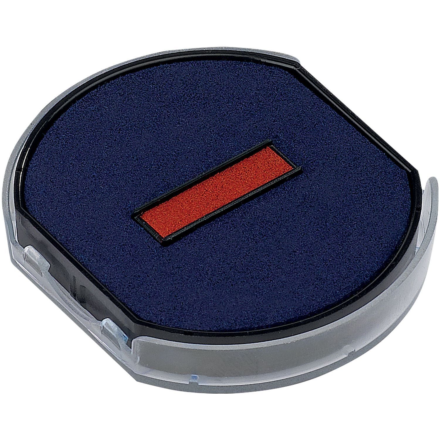 Two Color Replacement Ink Pad for 46130 Trodat Stamp, featuring a blue pad with a red stripe in the center, encased in a clear plastic holder.