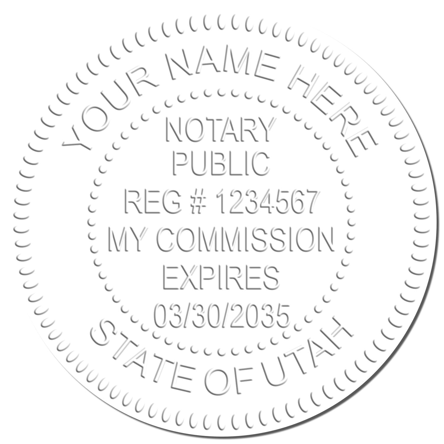 The Soft Seal Utah Notary Seal stamp impression comes to life with a crisp, detailed photo on paper - showcasing true professional quality.