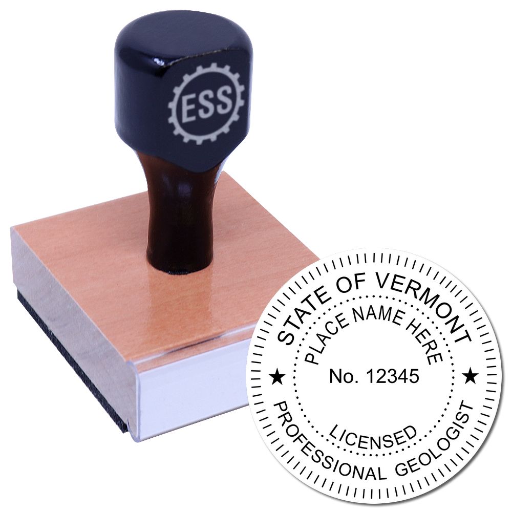 The main image for the Vermont Professional Geologist Seal Stamp depicting a sample of the imprint and imprint sample