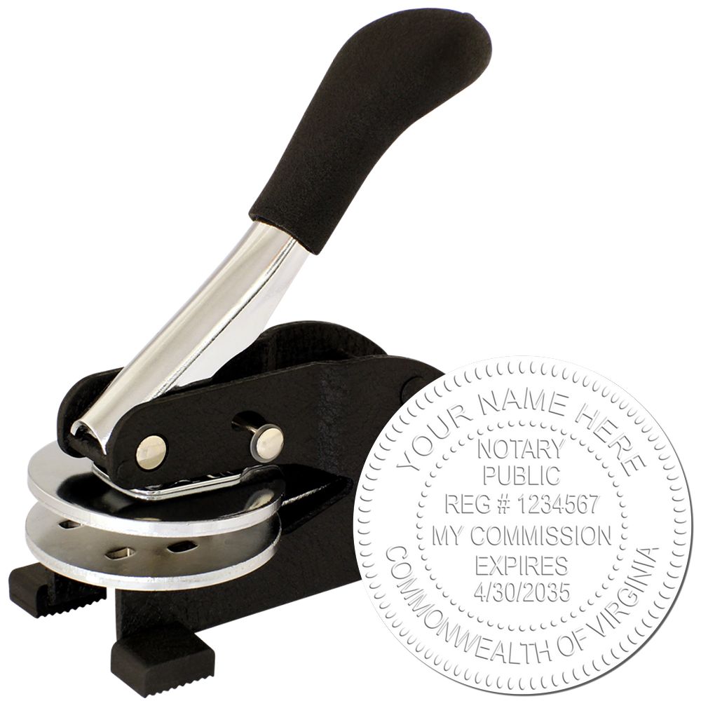 The main image for the Virginia Desk Notary Public Seal depicting a sample of the imprint and electronic files