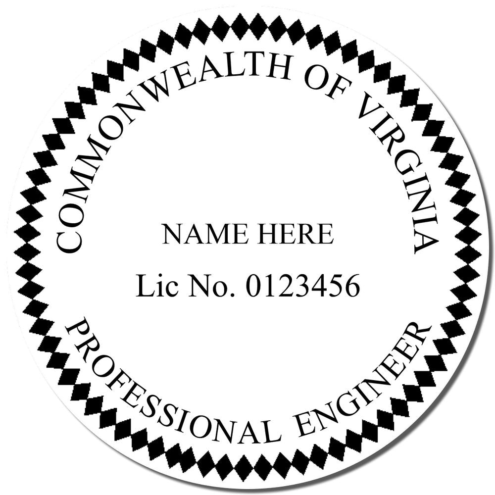 Virginia Professional Engineer Seal Stamp in use photo showing a stamped imprint of the Virginia Professional Engineer Seal Stamp