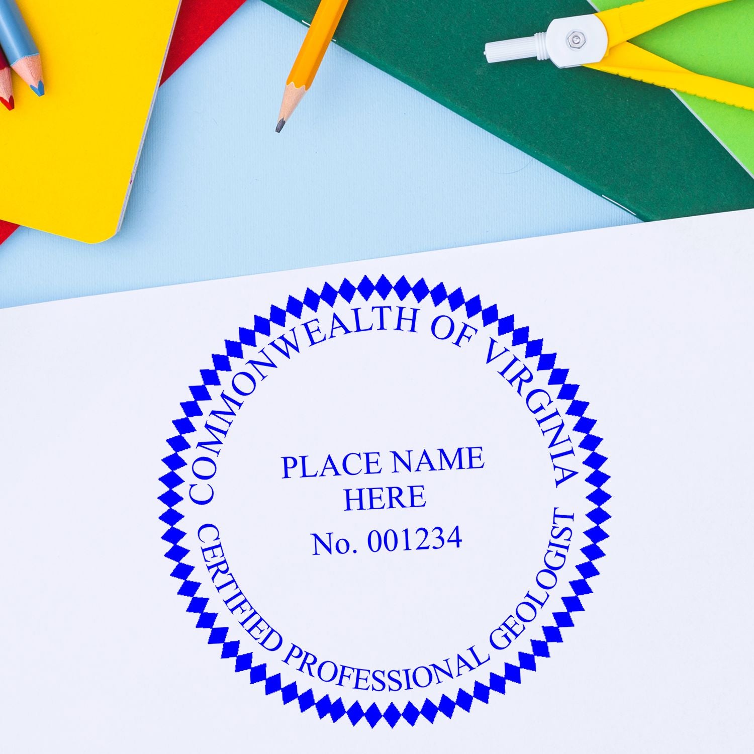 Another Example of a stamped impression of the Premium MaxLight Pre-Inked Virginia Geology Stamp on a office form