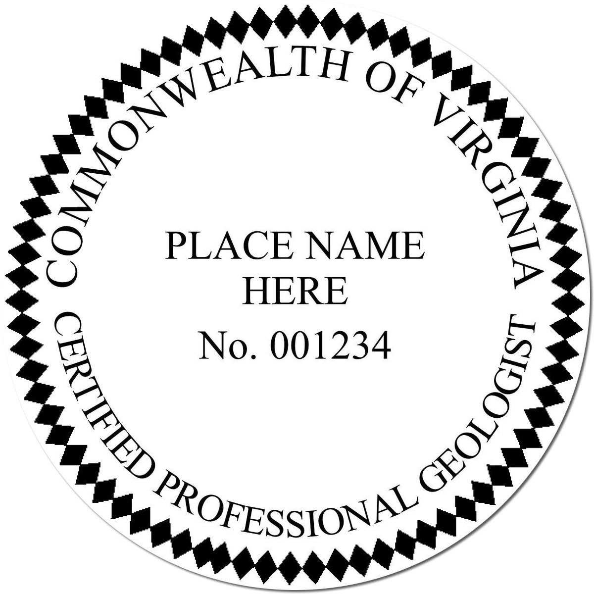 This paper is stamped with a sample imprint of the Slim Pre-Inked Virginia Professional Geologist Seal Stamp, signifying its quality and reliability.