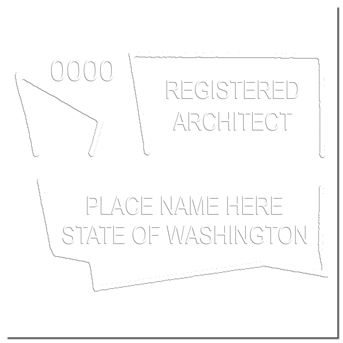 A stamped impression of the State of Washington Long Reach Architectural Embossing Seal in this stylish lifestyle photo, setting the tone for a unique and personalized product.