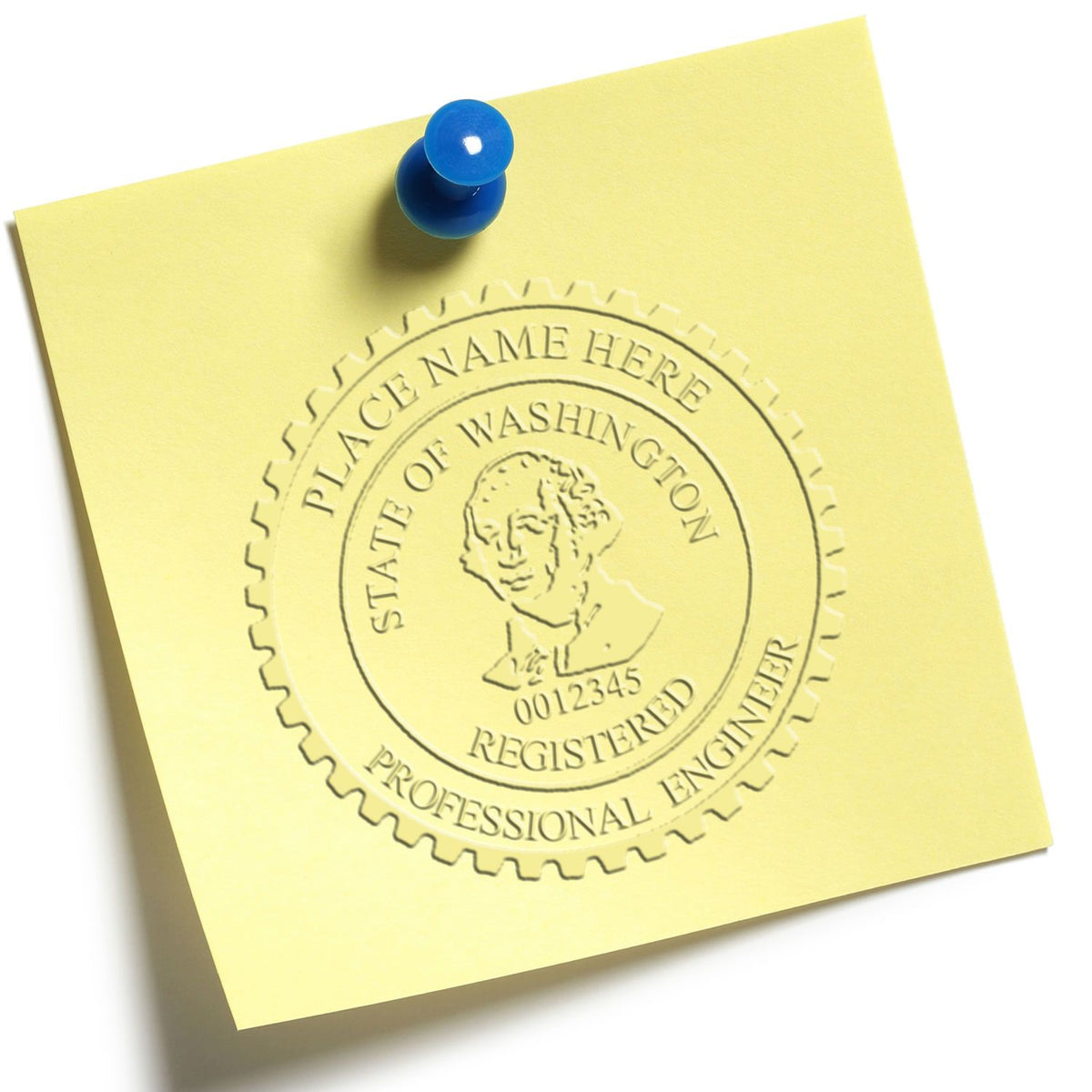 An alternative view of the Hybrid Washington Engineer Seal stamped on a sheet of paper showing the image in use