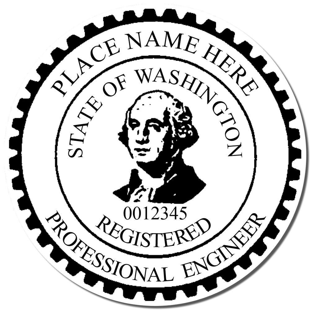 A photograph of the Slim Pre-Inked Washington Professional Engineer Seal Stamp stamp impression reveals a vivid, professional image of the on paper.