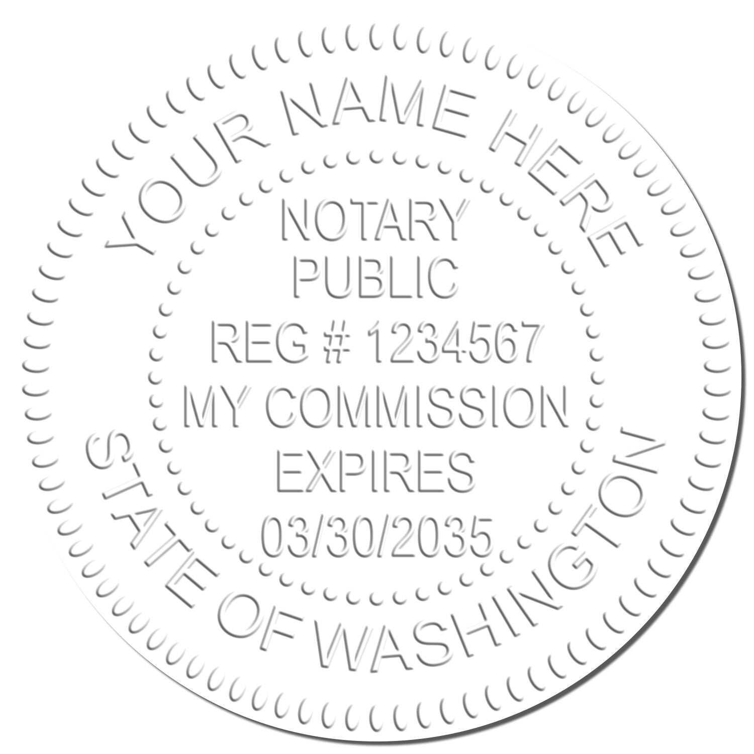 Another Example of a stamped impression of the Washington Desk Notary Public Seal on a piece of office paper.
