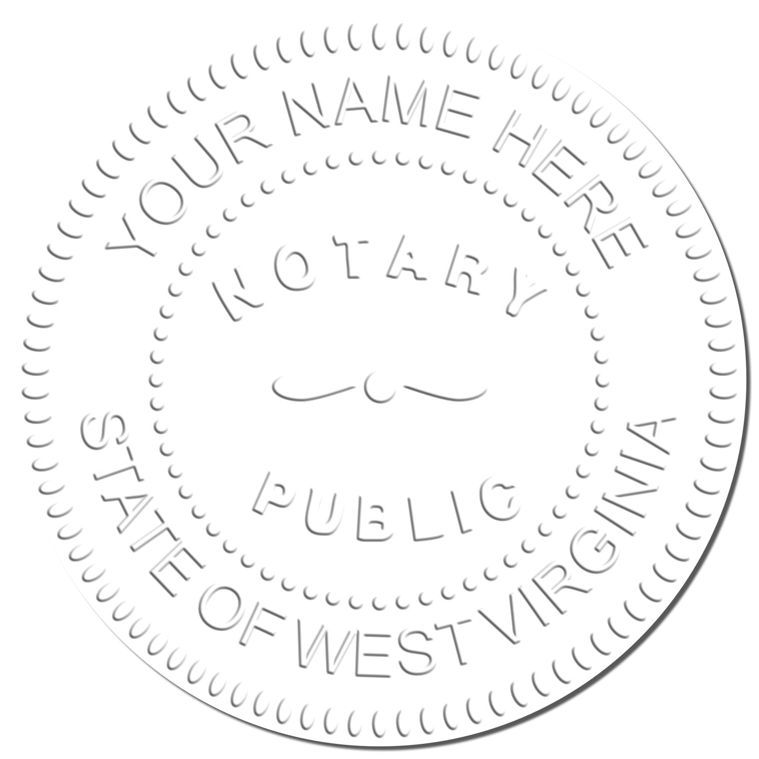 Another Example of a stamped impression of the West Virginia Desk Notary Public Seal on a piece of office paper.