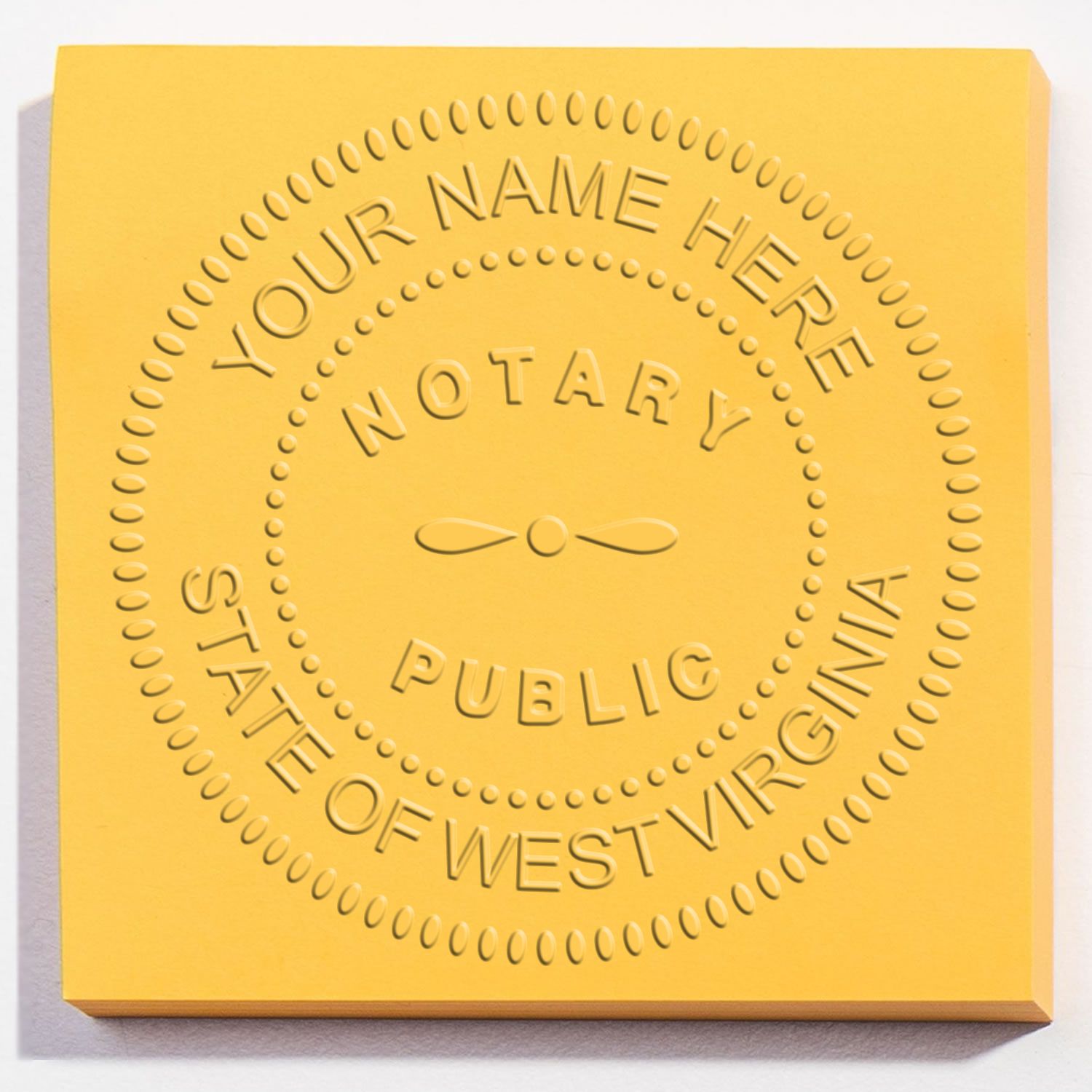 A photograph of the Soft Seal West Virginia Notary Seal stamp impression reveals a vivid, professional image of the on paper.