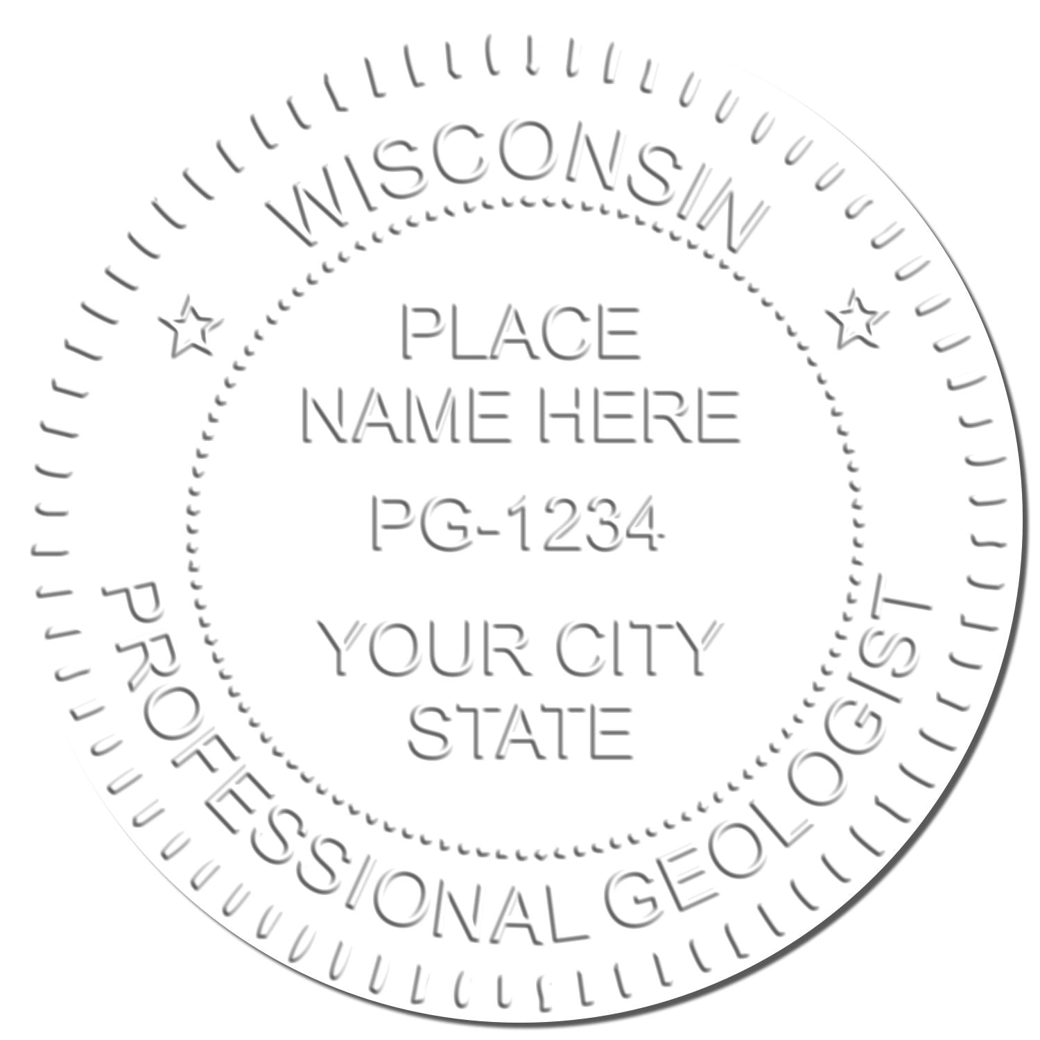 The main image for the Wisconsin Geologist Desk Seal depicting a sample of the imprint and imprint sample