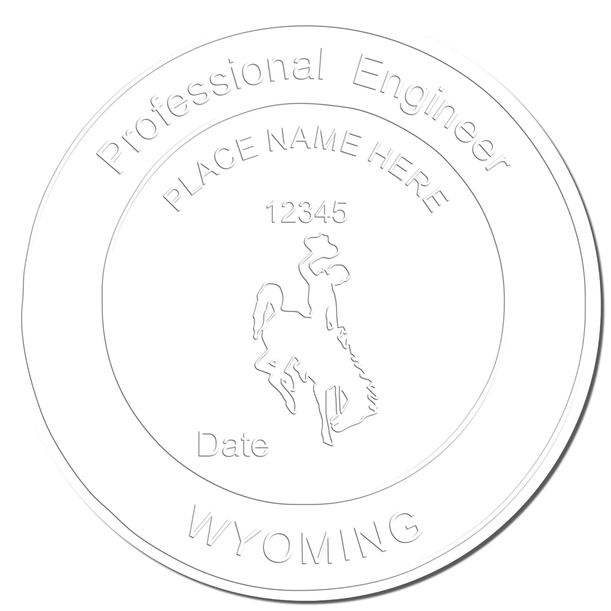 This paper is stamped with a sample imprint of the Heavy Duty Cast Iron Wyoming Engineer Seal Embosser, signifying its quality and reliability.