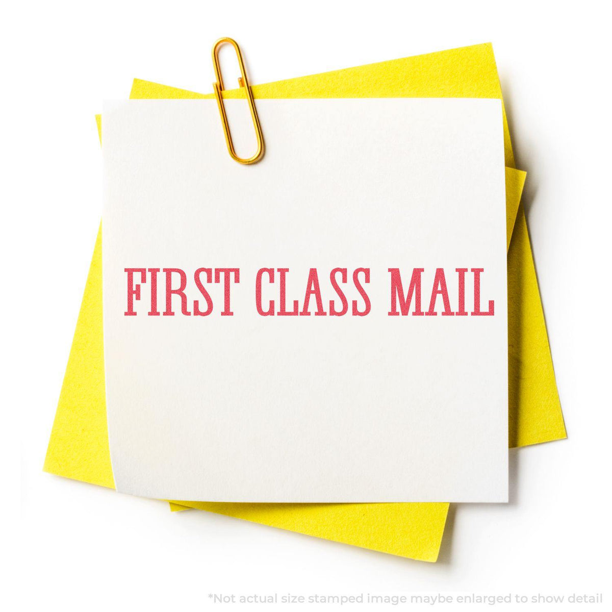 In Use Photo of Bold Red First Class Mail Xstamper Stamp