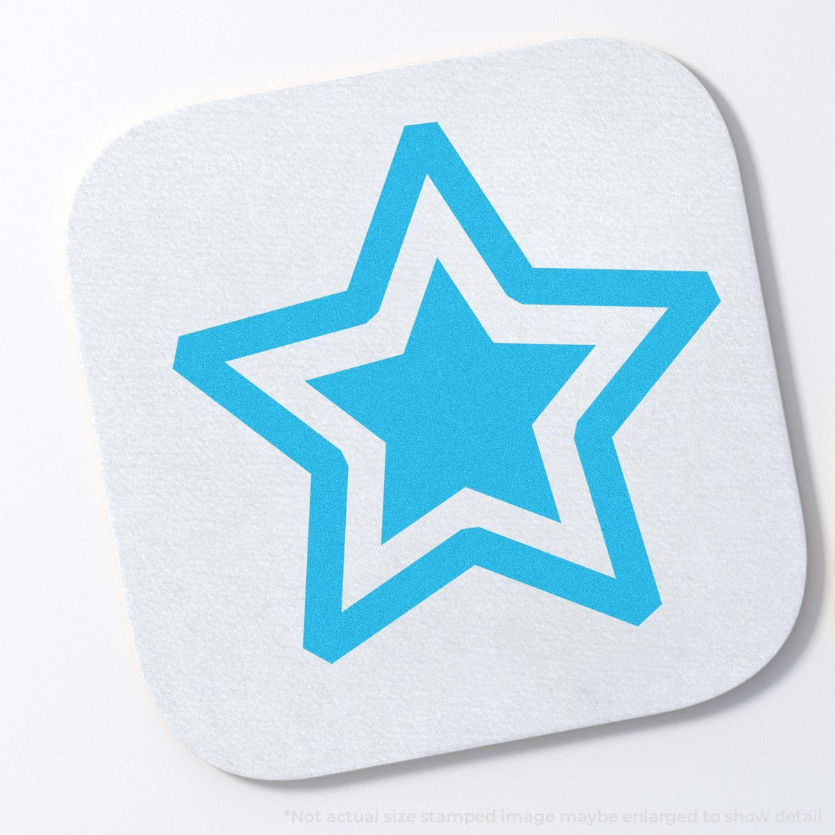 In Use Photo of Round Blue Star Xstamper Stamp