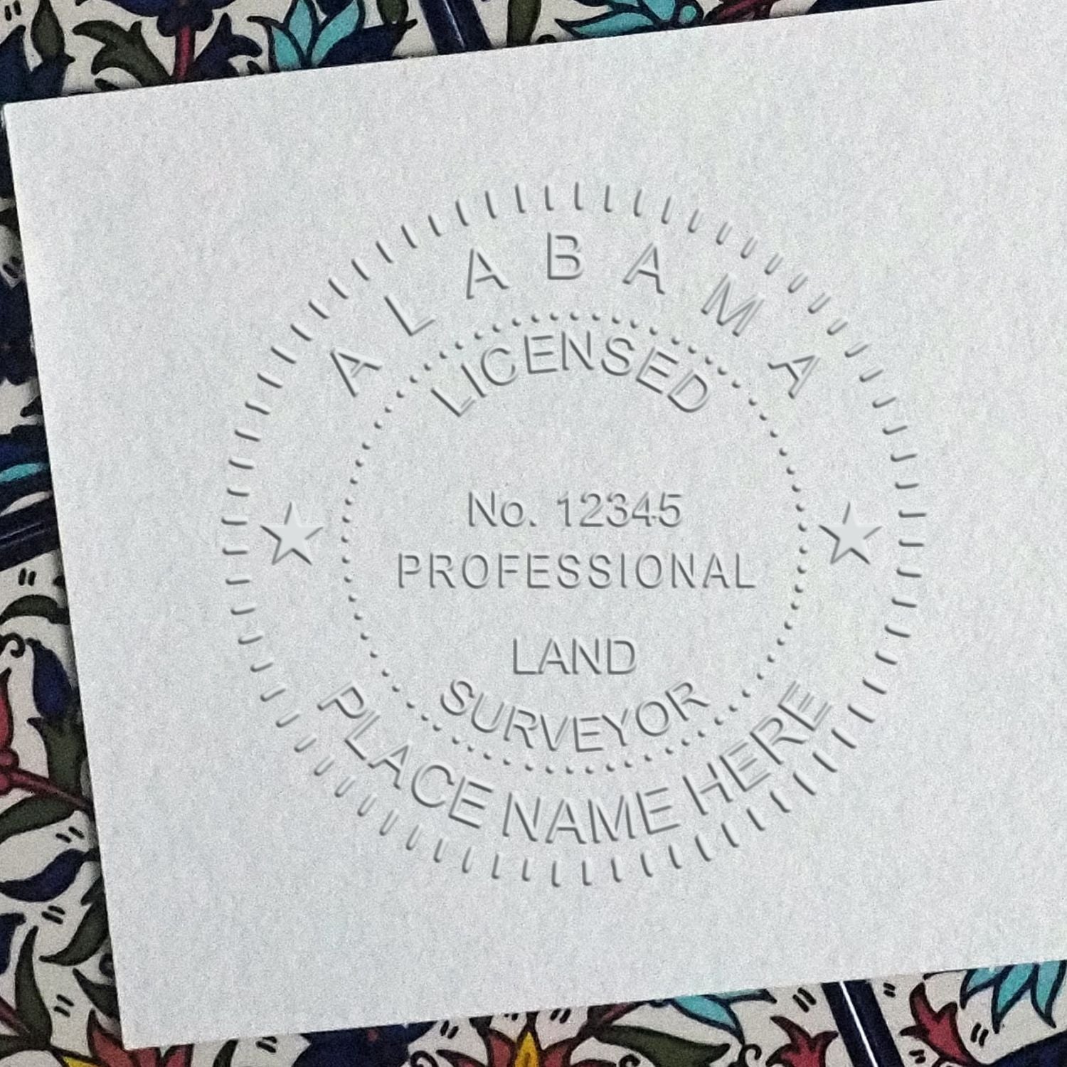 Gain the Edge: Alabama Land Surveyor Licensing Demystified Feature Image. Embossed seal with 'Alabama Licensed Professional Land Surveyor' text.