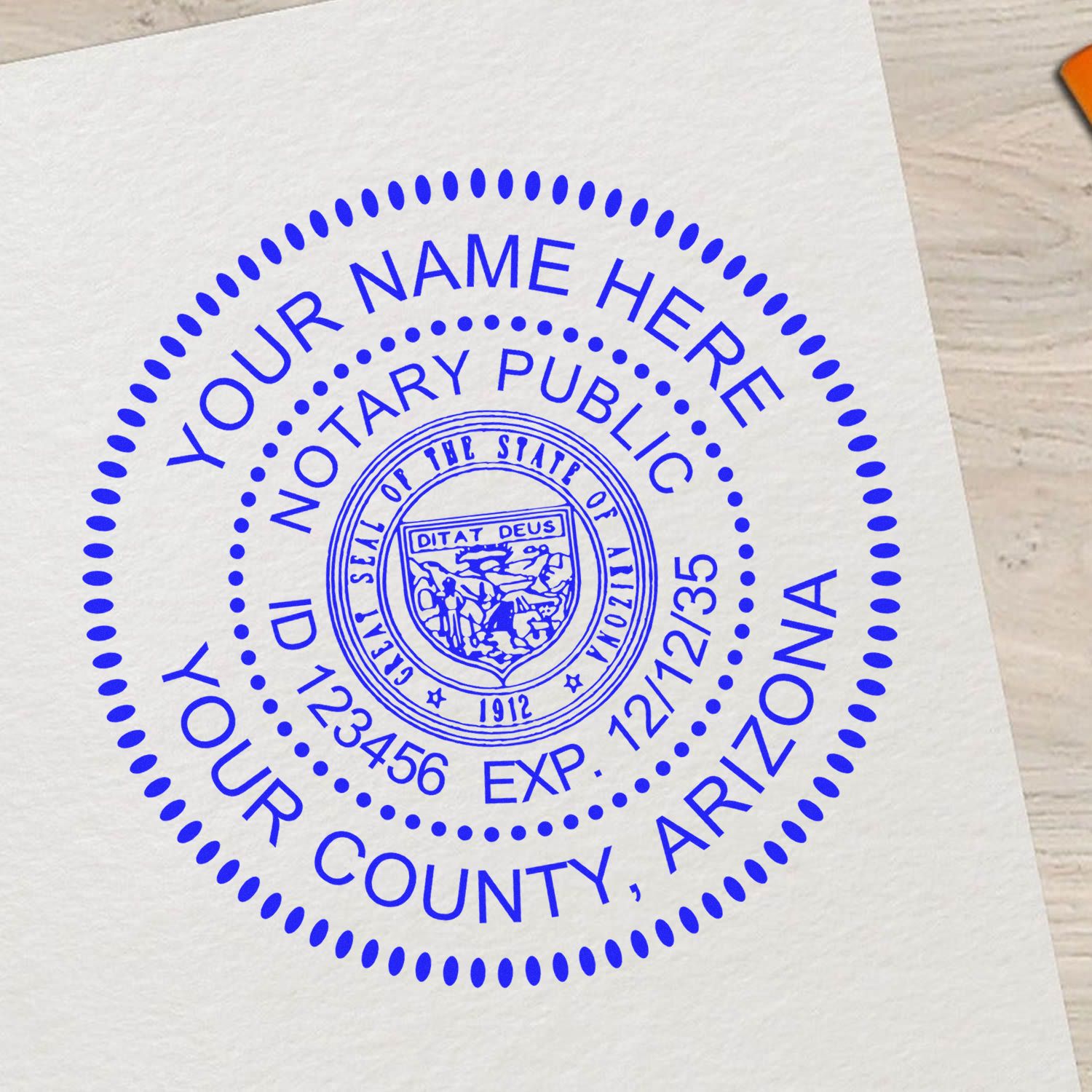 Image of an Arizona Notary Public seal on paper, featured in the blog post From Novice to Expert: Navigating the Arizona Notary Handbook.