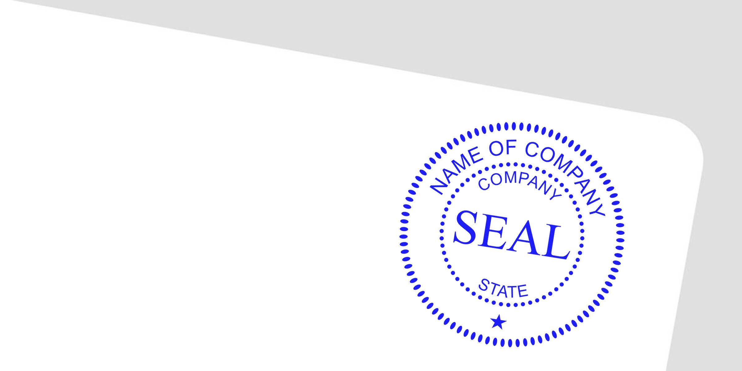 Blue circular state seal stamp with “SEAL” in the center and decorative border text.