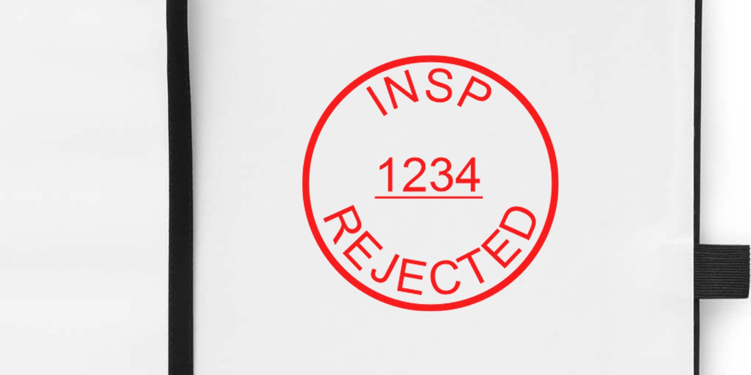 Red round stamp with INSP at the top, REJECTED at the bottom, and an underlined number 1234 in the center.