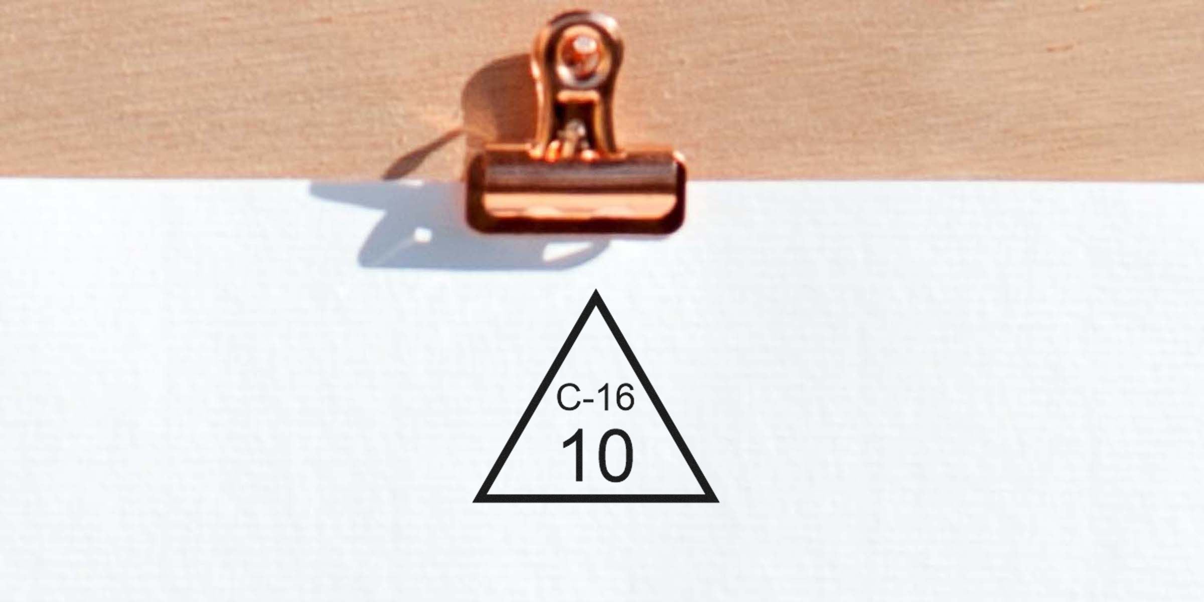 Triangle diagram with the text “C-16” and the number “10.”