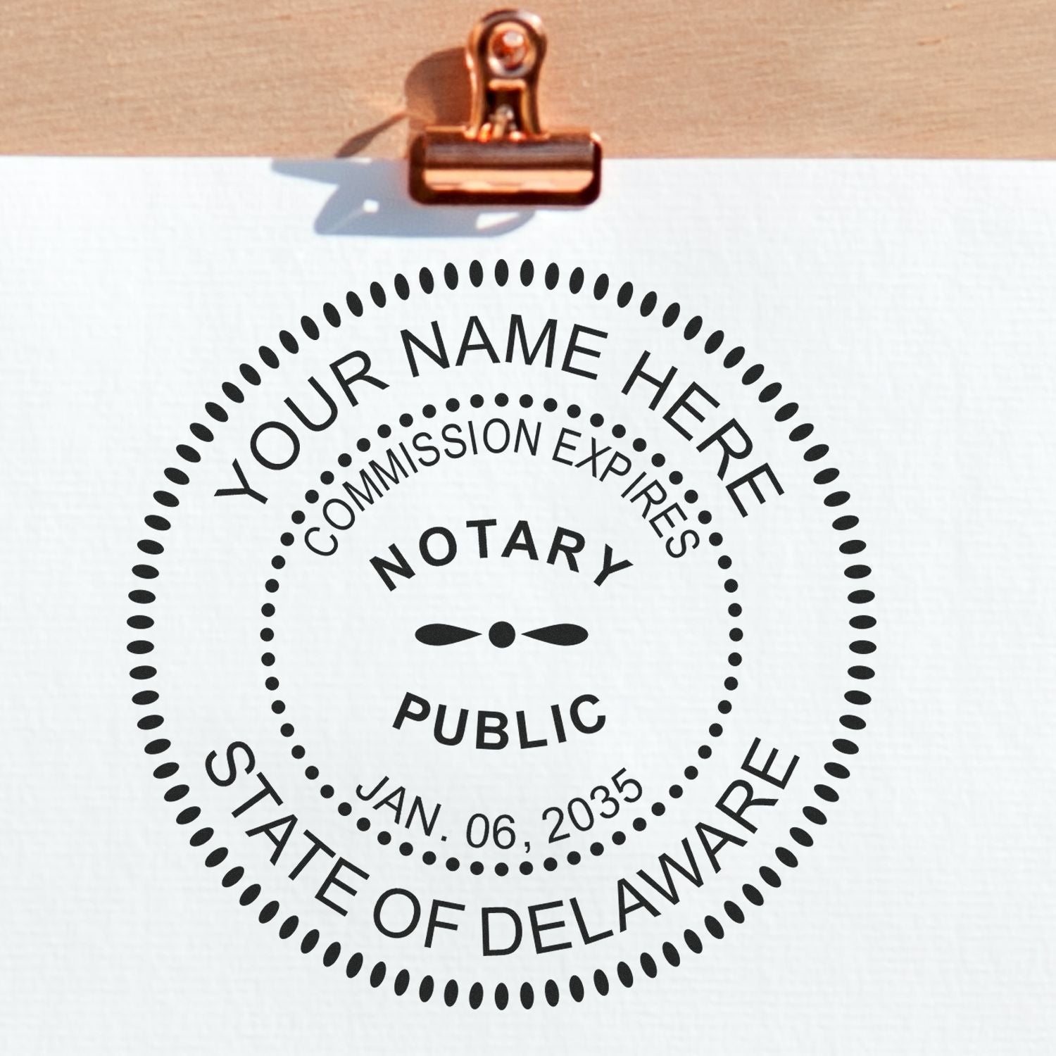 Image of a Delaware notary seal stamp on paper. Blog post: Achieve Notary Excellence: Unveiling the Notary Seal Delaware Feature Image.