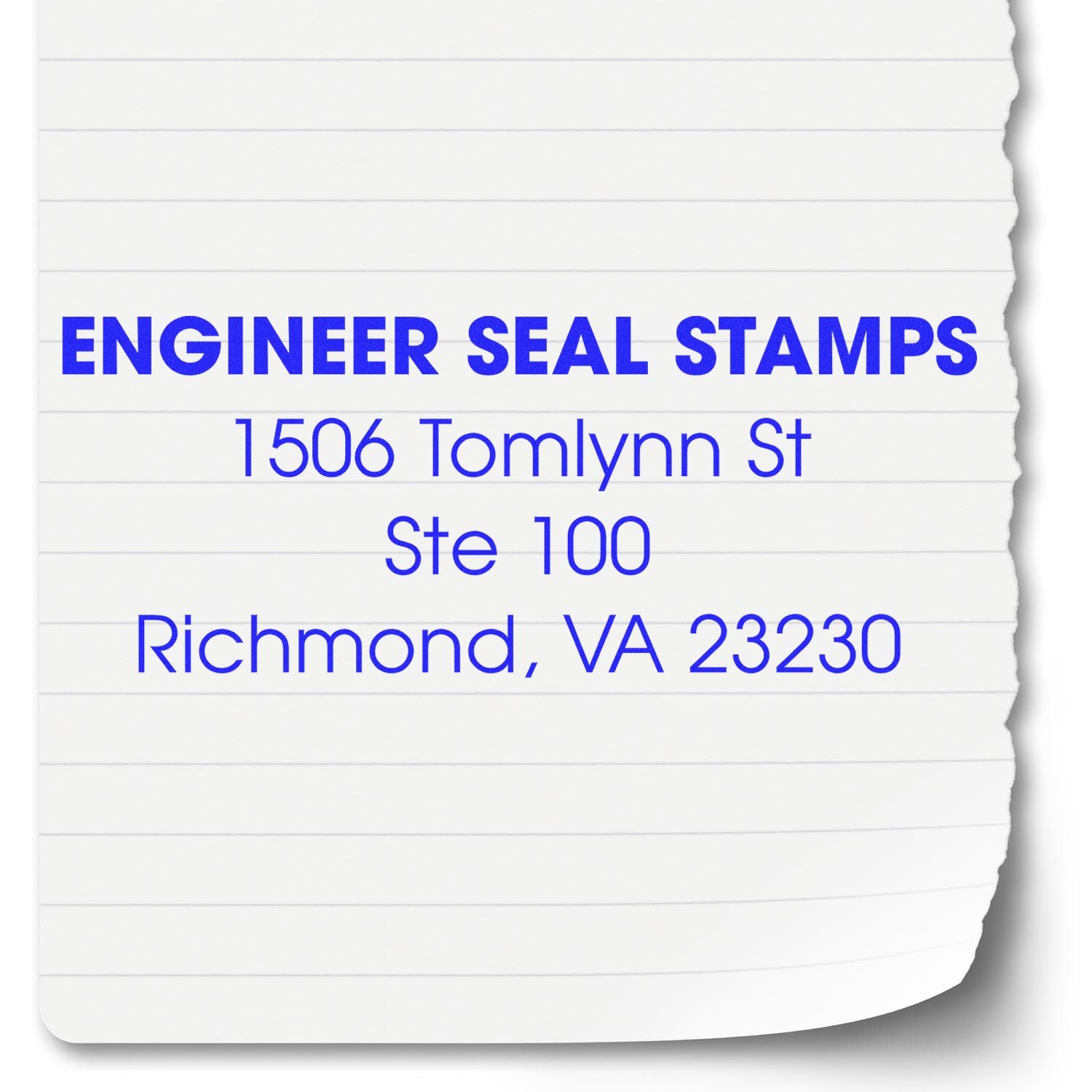 Image of a customized return address stamp on a lined paper with text: Blog post: Stamp Your Style: Customized Return Address Stamps That Wow Feature Image.