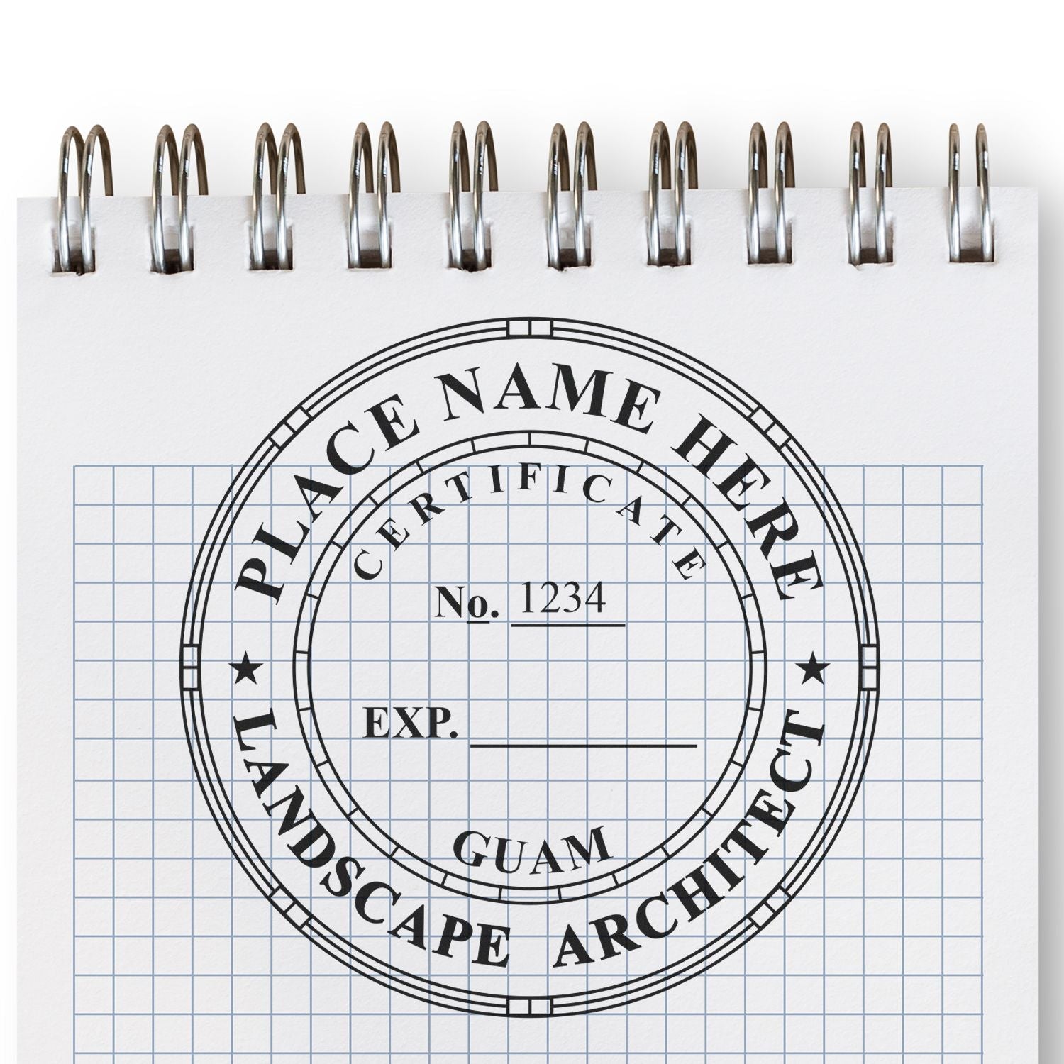 A landscape architect stamp on graph paper with the blog post name: The Dos and Donts of Landscape Architect Stamp Regulations Feature Image.