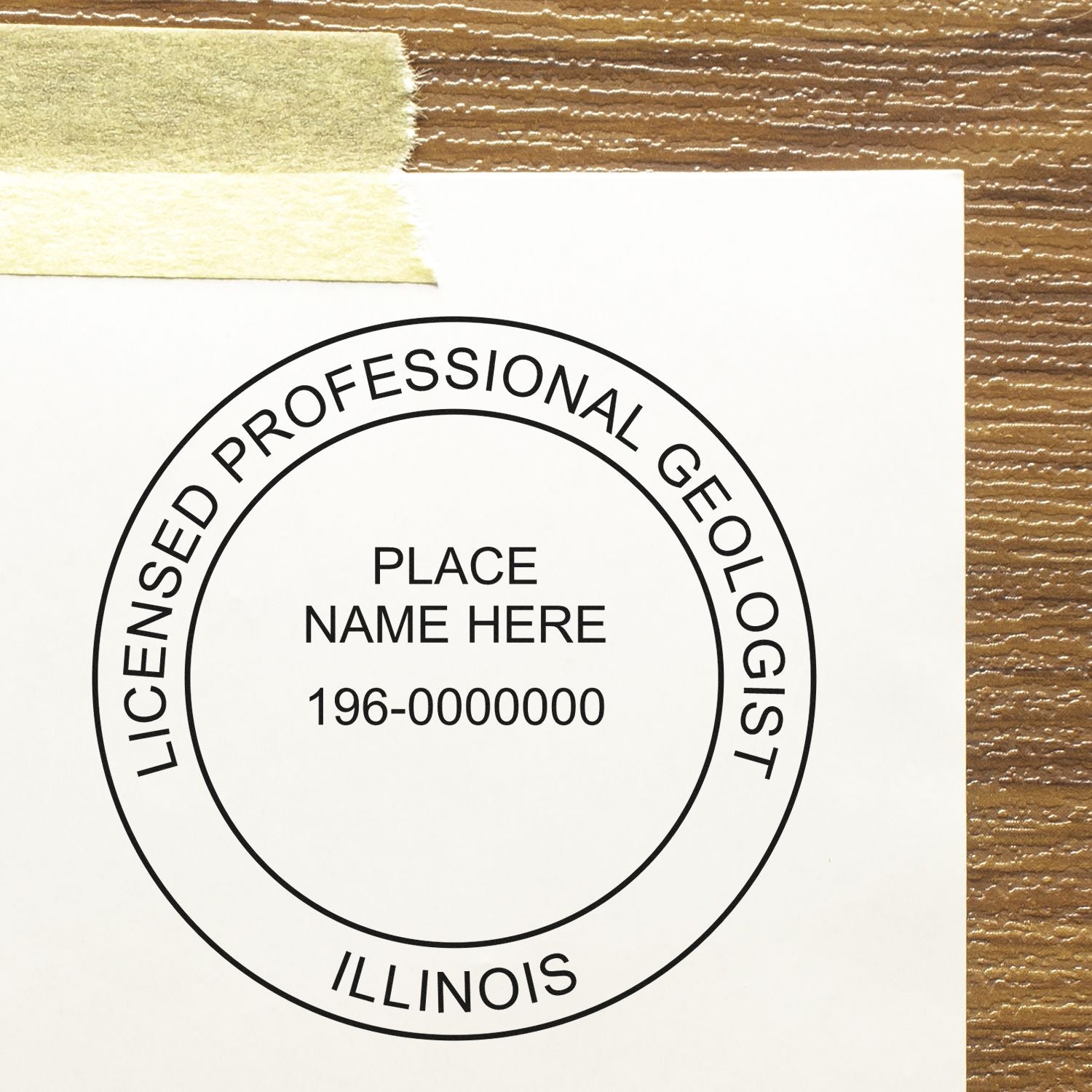 Image of Illinois Geologist Stamp on a wooden surface. Blog post: Elevate Your Professional Image: The Illinois Geologist Stamp Feature Image.