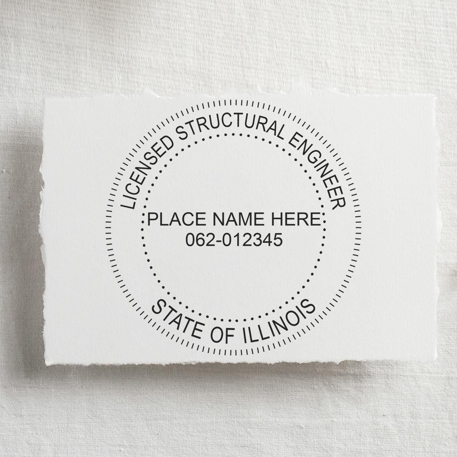 Image of a PE stamp for a licensed structural engineer in Illinois on a white background. Blog post: Simplify Your Process: Shop for PE Stamps Online Feature Post Image.