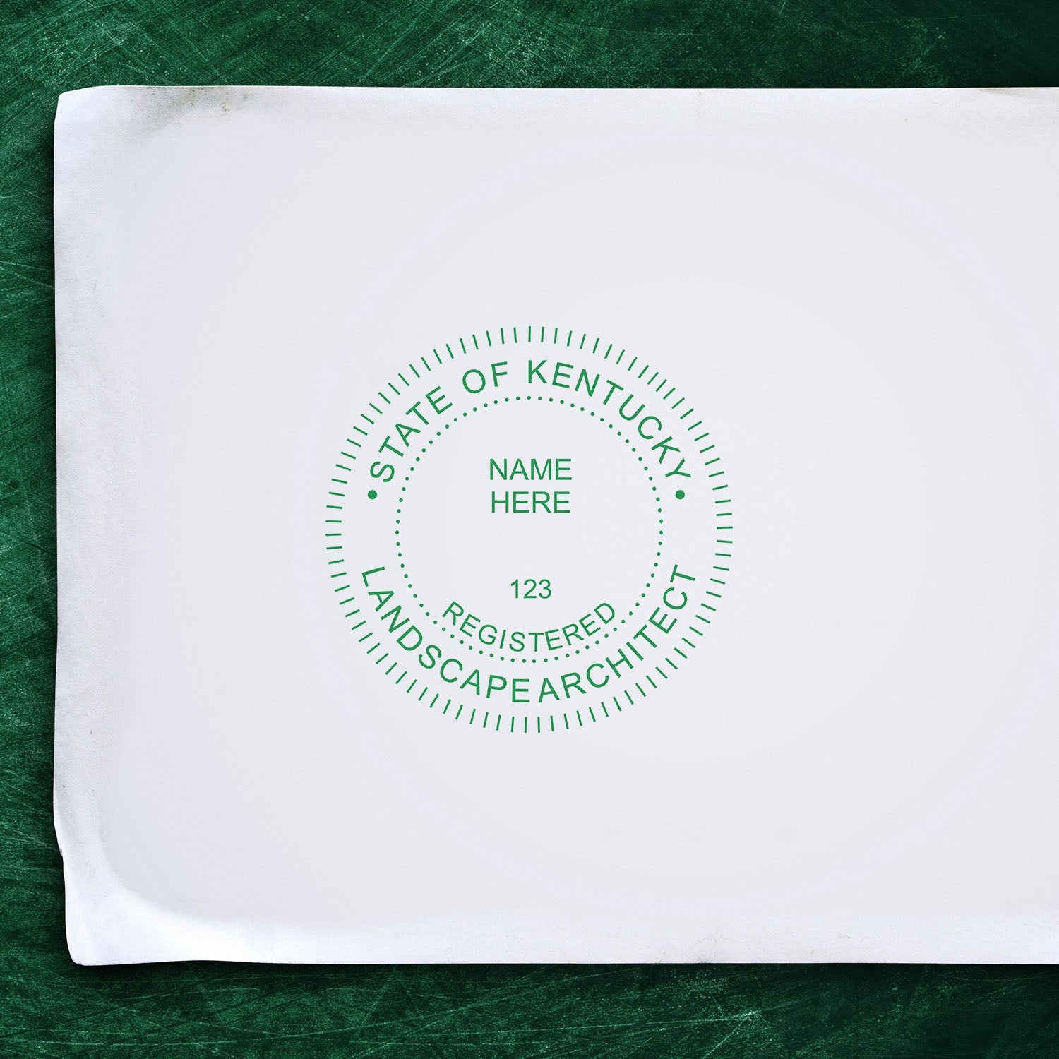 Image of a Kentucky Landscape Architect seal stamp on a white paper, featured in the blog post Kentucky Landscape Architect Feature Image .