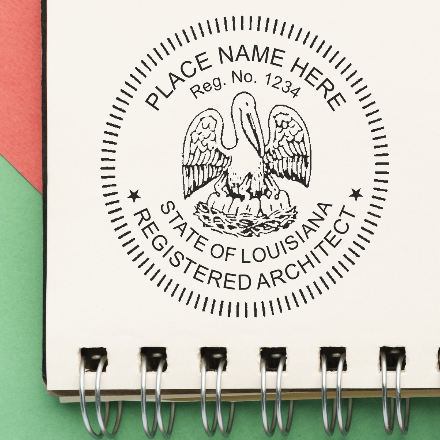 Image of a Louisiana architect stamp on a notebook. Blog post: The Key to Credibility: Louisiana Architect Stamps Unveiled Feature Image.