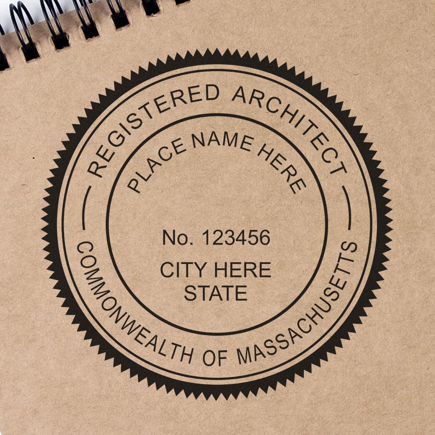 Sealing Quality: Architect Seals for Massachusetts Architects Feature Image. A registered architect seal for Massachusetts on a notebook.