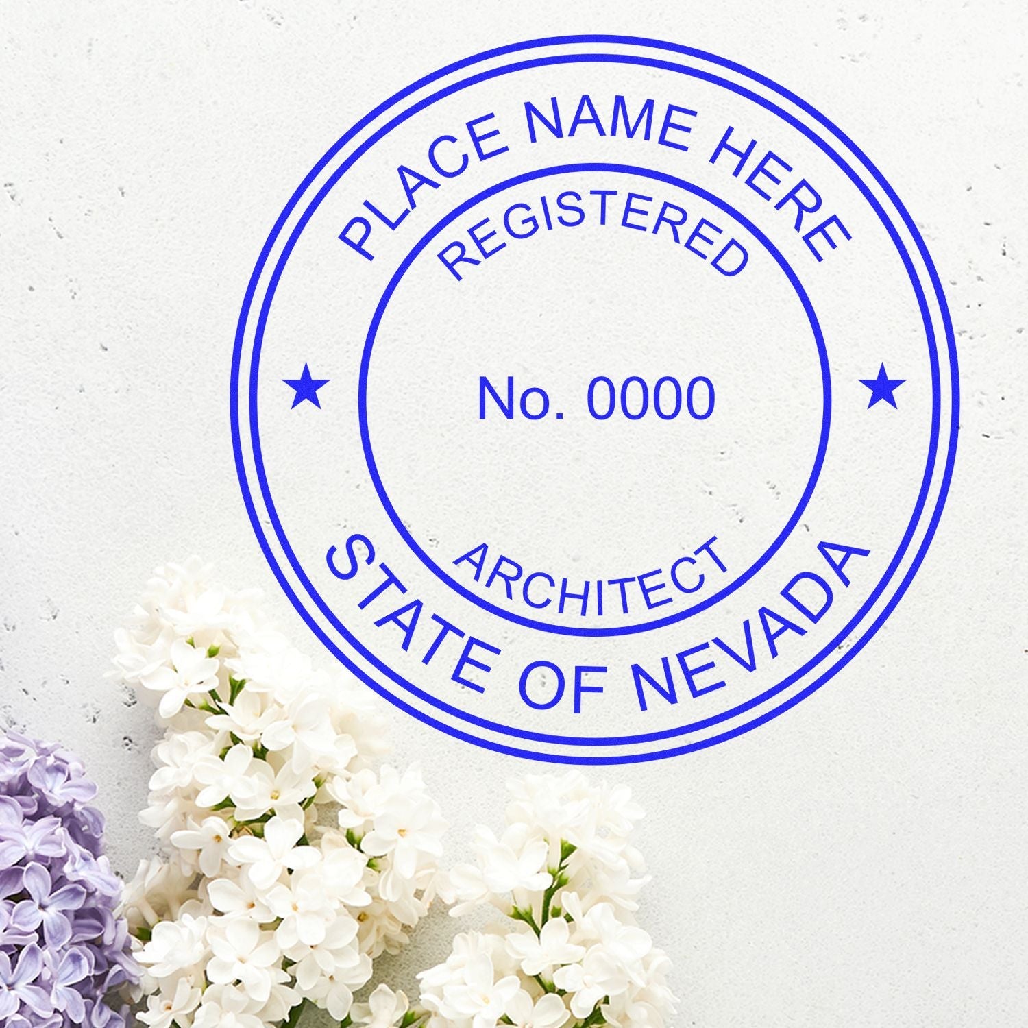 Feature image for blog post 'Sealing the Deal: Nevada Architect Stamping Made Easy' showing a Nevada architect stamp with flowers.