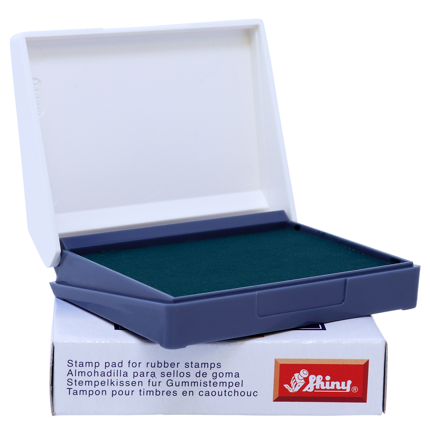 Feature image for blog post 'Stamping Made Easy: The Power of Large Stamp Pads' showing an open green rubber stamp pad on a box.