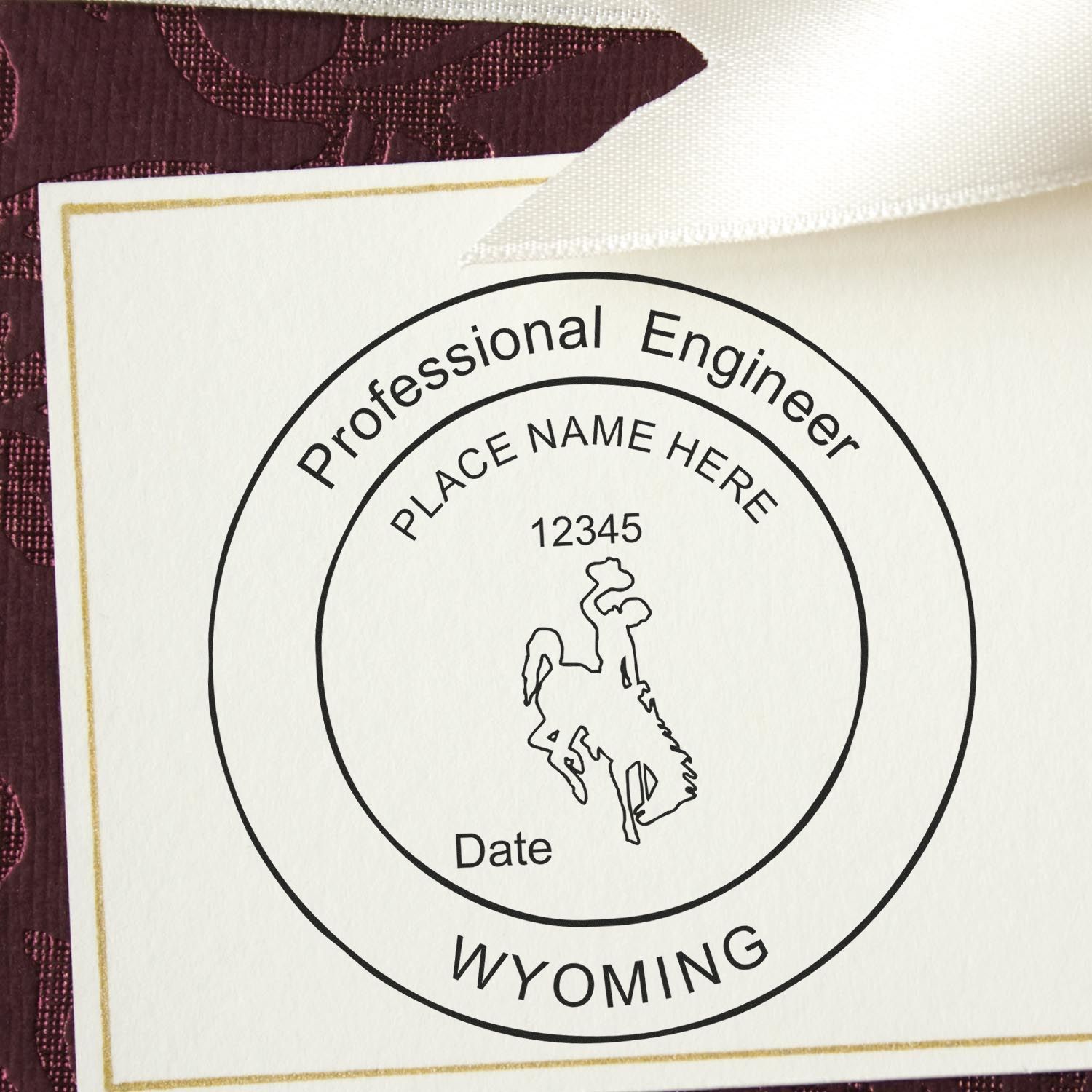 Feature image for blog post 'Ensuring Compliance: Wyoming's Guide to PE Stamp Laws' showing a Wyoming Professional Engineer stamp on a document.