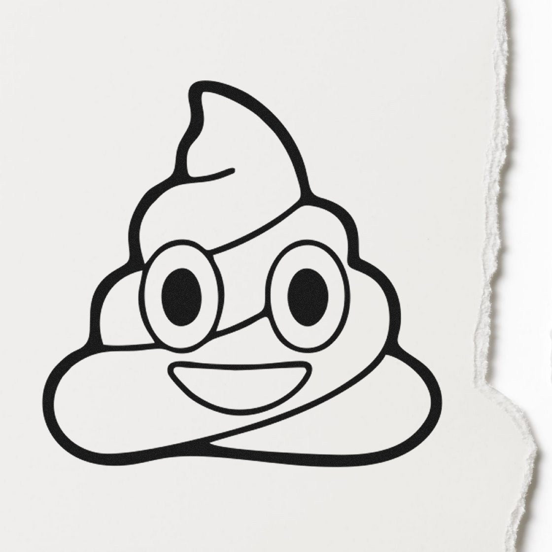 Self-Inking Poop Emoji Pal Stamp imprint on paper, featuring a smiling poop emoji design. Perfect for adding fun and personality to your stationery or crafts.