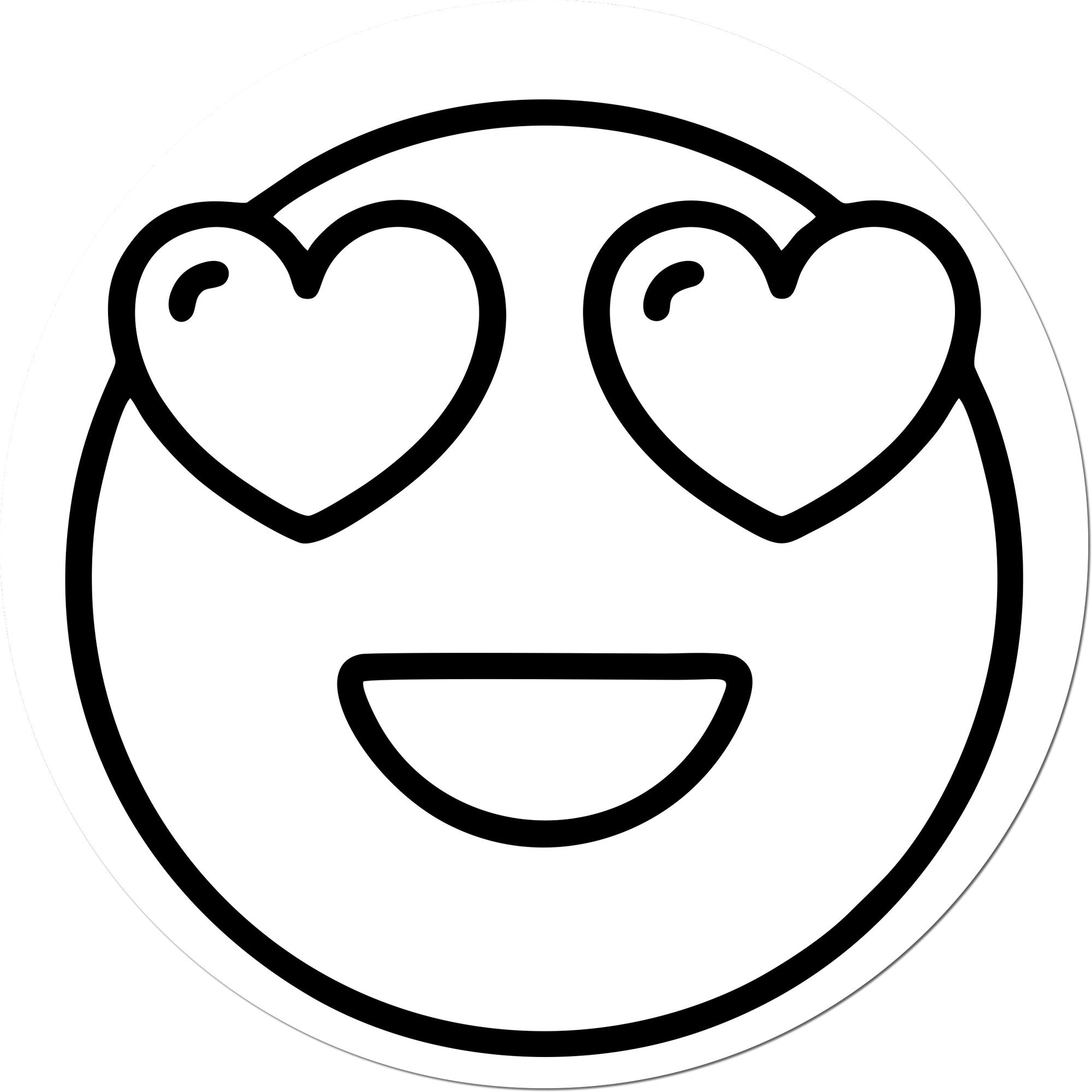 Self-Inking Love-Struck Larry Emoji Stamp featuring a smiling face with heart eyes. Perfect for adding a playful touch to your crafts and stationery.